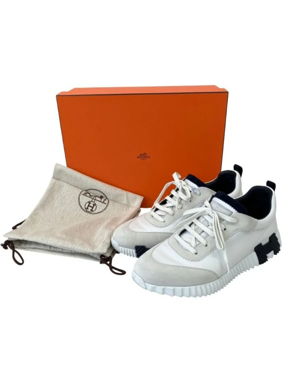 Hermes Bouncing Sneakers 44 White Navy